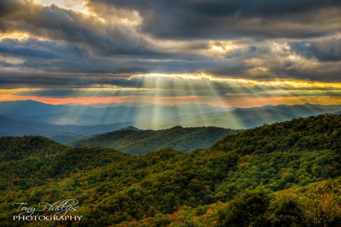 "Sunset off the Parkway near Cherokee, North Carolina" by Tony Phillips Photography