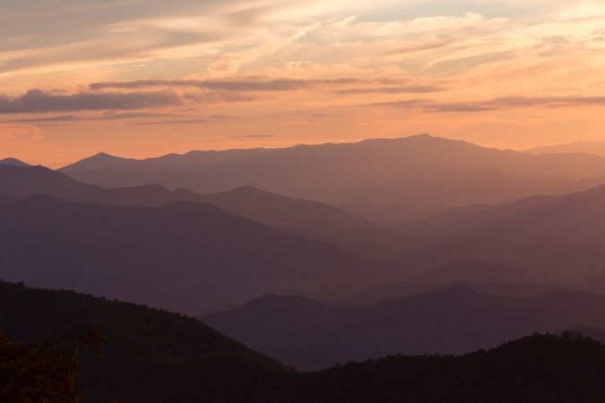 "Purple Ridges at Cowee Mountains Overlook, Milepost 430.7" by Ed Fuhr Photography