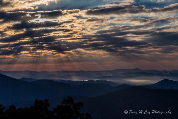 "Sunrays at Pounding Mill Overlook, Milepost 413" by Doug McCoy Photography
