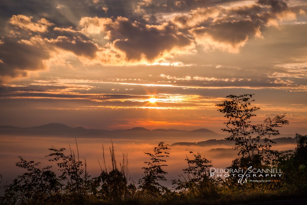 "October Sunrise near Chestnut Cove Overlook, Milepost 398.3" by Deborah Scannell Photography