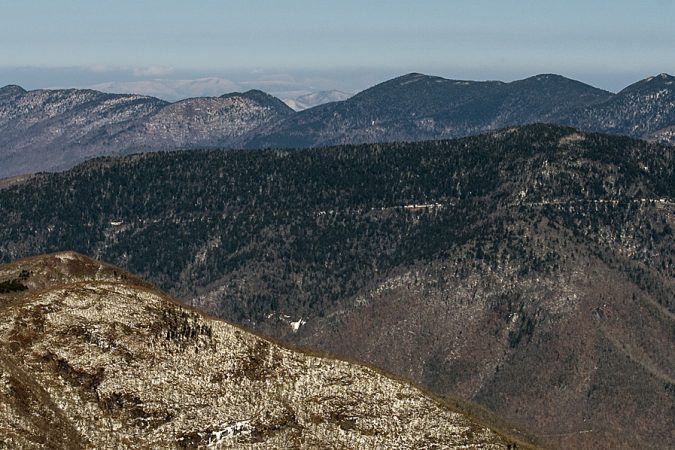 "Aerial View Of Mount Mitchell State Park In Winter" by David Oppenheimer