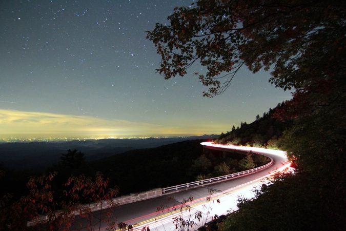 "Lights on the Linn Cove Viaduct" by Joshua Luckadoo