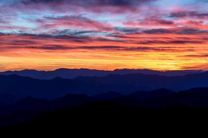 "Mountain Silhouettes at Sunset" by Andres Leon Photography