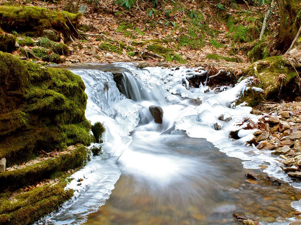 "Icy Cascades over Moss" by Picturesque Photography