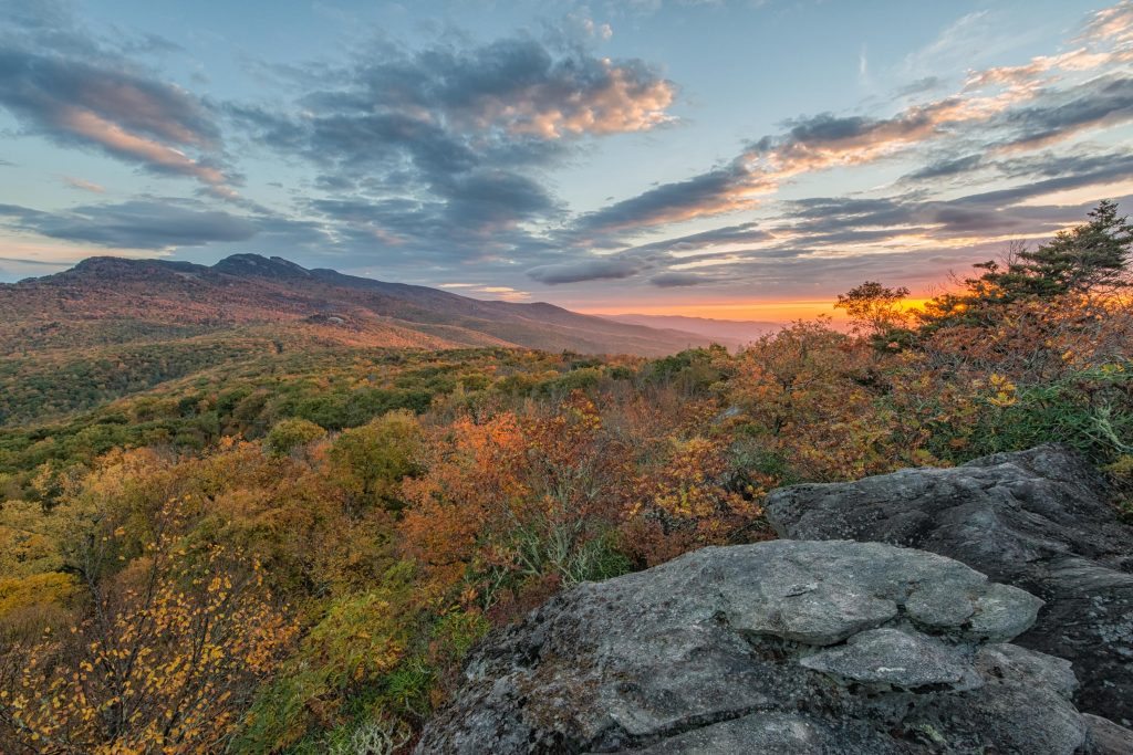 "View of Grandfather from Grandmother at Sunrise, Milepost 306.6" by Grandfather Mountain Stewardship Foundation