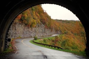 "Fall Color through the Craggy Pinnacle Tunnel, Milepost 364.4" by RomanticAsheville.com Travel Guide