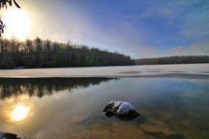 "Snowy Price Lake at Sunrise" by Angie Houston
