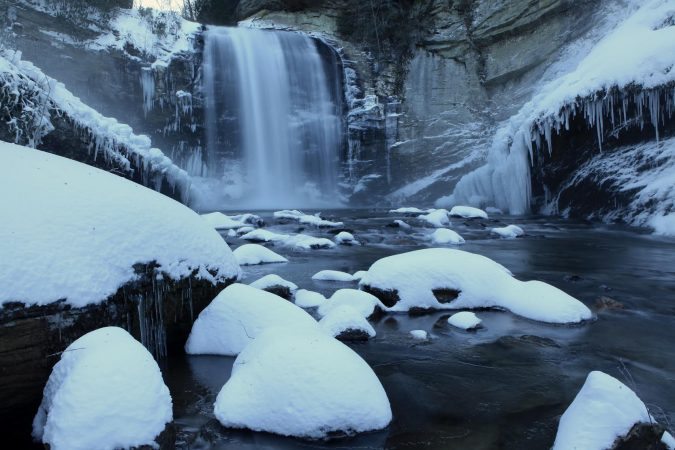 "Looking Glass Falls in Snow" by J. Scott Graham