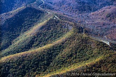 "Aerial of the Blue Ridge Parkway at Graveyard Fields, Milepost 418.8" by David Oppenheimer