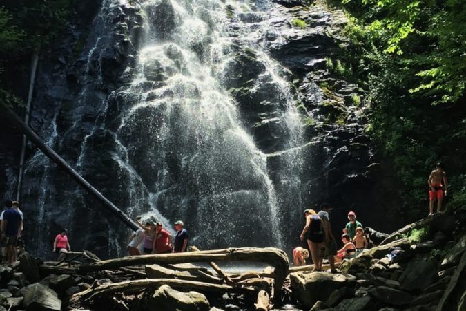 "Hikers at Crabtree Falls, Milepost 339.5" by Jennifer Mesk Photography