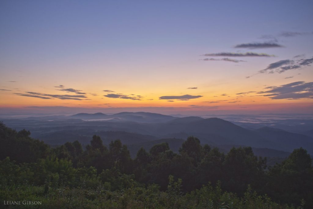 "August Sunset at The Saddle Overlook, Milepost 168" by Leiane Gibson