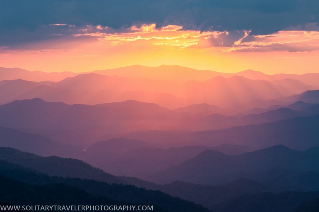 "Sunset at Woolyback Overlook, Milepost 452.3" by Solitary Traveler Photography