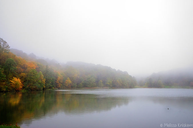 "Fog over Abbott Lake, Milepost 86" by Melissa Kniskern