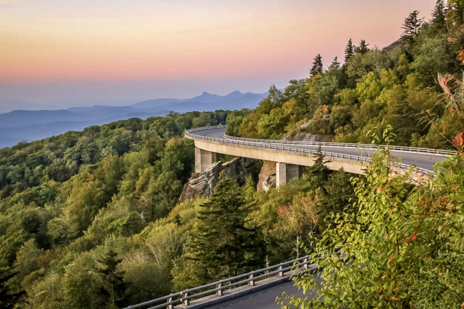"Early Fall at the Linn Cove Viaduct, Milepost 304.4" by Jason Schronce