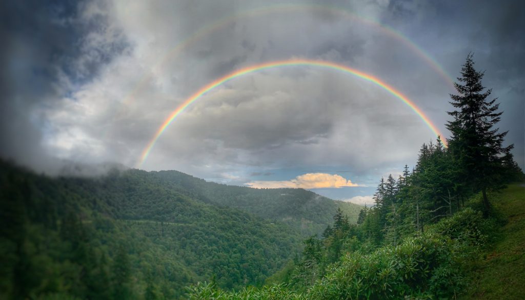 "Double Rainbow at Yellow Face Overlook, Milepost 450.2" by Benji Barnes