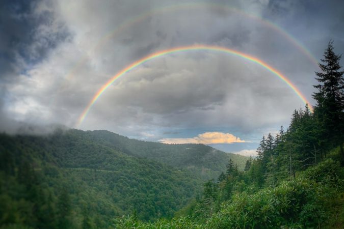 "Double Rainbow at Yellow Face Overlook, Milepost 450.2" by Benji Barnes