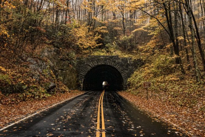 "Autumn Over Tanbark Ridge Tunnel, Milepost 375" by Andrew Wing Photo