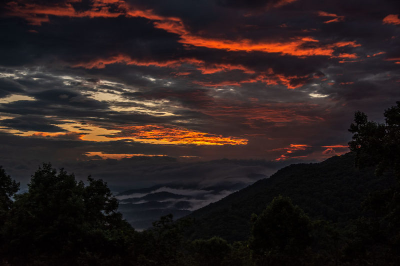 First Light of Sunrise over Waynesville, North Carolina